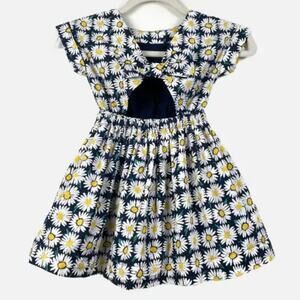 Crewcuts by JCrew Pia Daisy Print short sleeve dress/bow  cutout-back girl Sz6